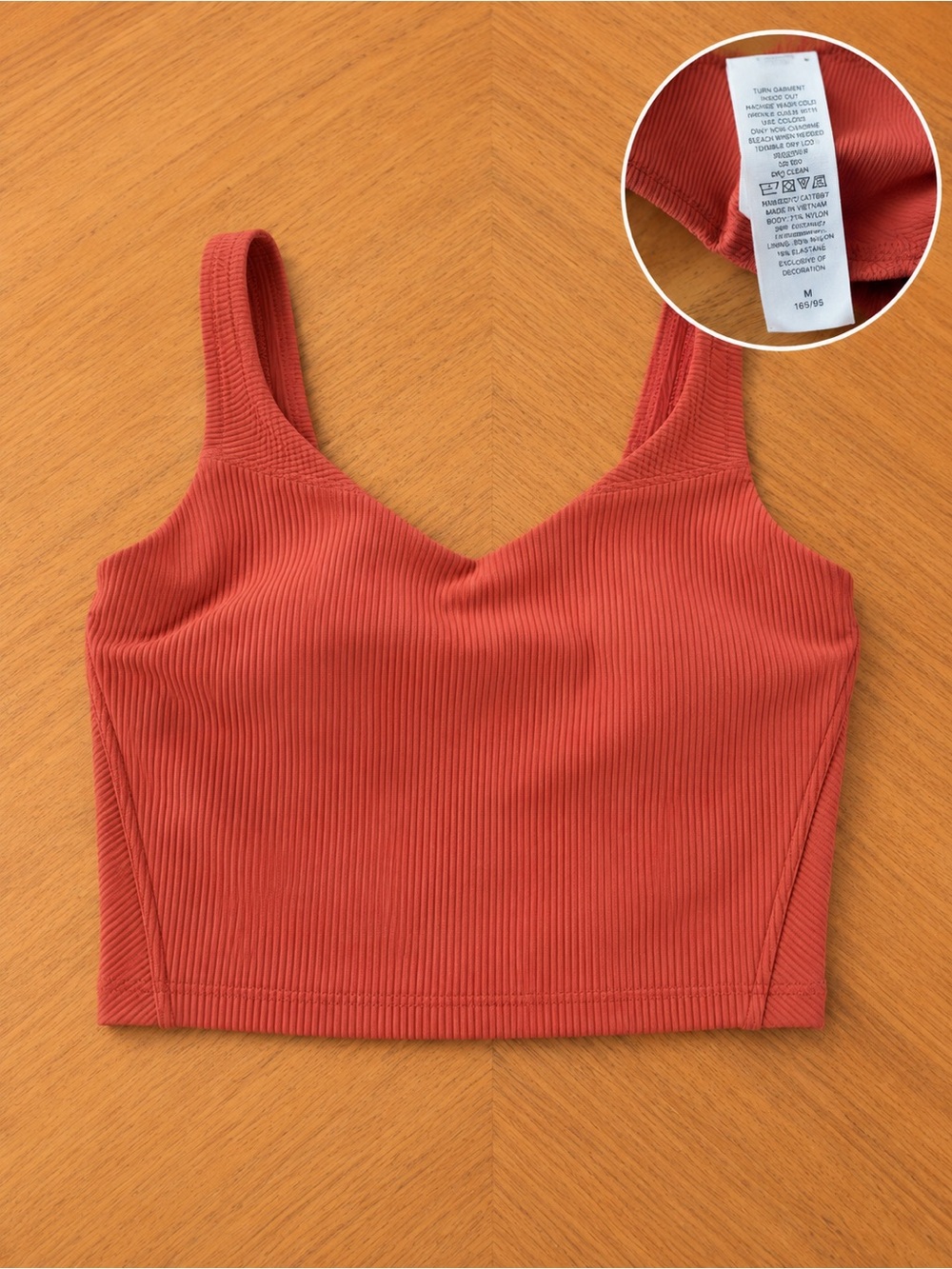 Old Navy Ribbed V-Neck Crop Swim Workout Tank Top - Rust